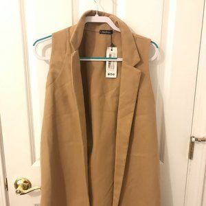 New Camel Colored Long Boohoo Vest Coat